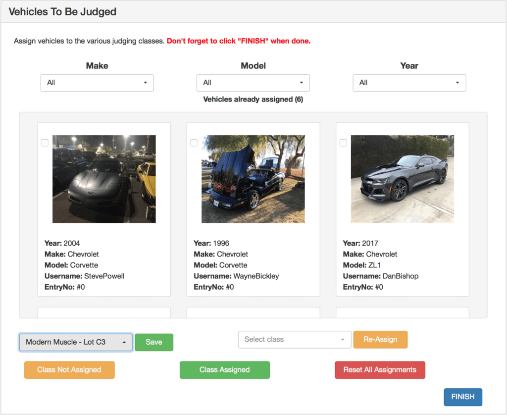 Assign Cars to Judging Classes