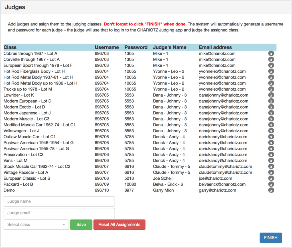 Assigning Judges to Car Judging Classes
