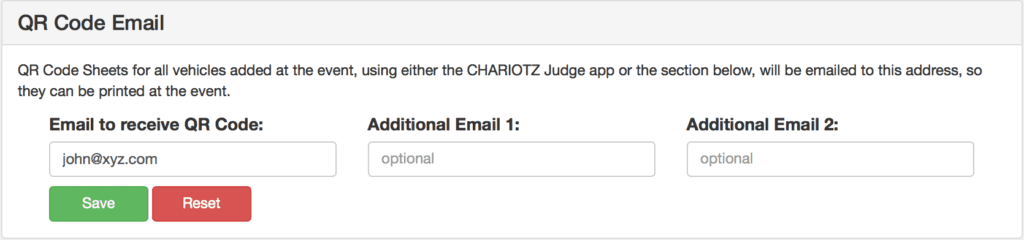 Email QR Codes to Car Show Organizers for Printing